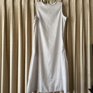 White Sleeveless Sheath Midi Dress Versatile for All Occations, Size L